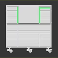 White Workshop Tool Cabinet With Multiple Drawers Green Trim On Wheels