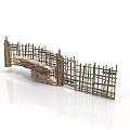 Modern Garden With Bamboo Fence And Stone Bridge In Landscape Design