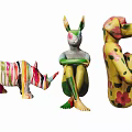 Colorful Animal Shaped Decorative Ornament Set With Artistic Patterns For Home Decor