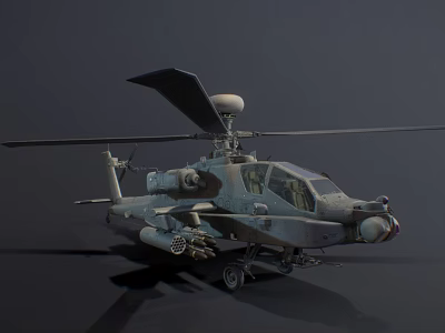 Military Attack Helicopter With Weapons Rotor And Cockpit On Dark Background 3d model