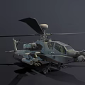 Military Attack Helicopter With Weapons Rotor And Cockpit On Dark Background