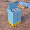 Outdoor Public Facility With Blue Body Yellow Base Screen And Control Panel 3d model