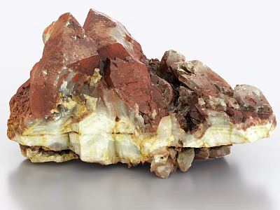 Natural Stone And Wood Raw Crystal Specimen With Colorful Red Yellow White Texture 3d model