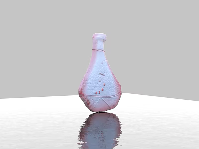 Pink And White Hand Carved Vase Sculpture On Smooth Surface With Reflection 3d model