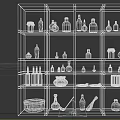 Black Multi Tiered Shelving Unit With Colorful Bottles Jars And Decorative Items
