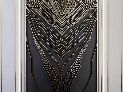 Modern Luxury Wall Decor With Black Background And Gold Geometric Lines Design 3d model