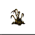 Fantasy Warrior Battling Yellow Spiked Multiple Tentacled Monster With Sharp Claws