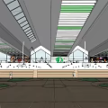 Indoor Basketball Court With Wooden Floor Green Lines And Skylights For Fitness Activities
