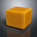 Yellow Cube Shaped Soft Velvet Ottoman With Smooth Surface And Modern Design