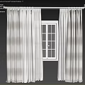Gray Curtains With White Sheer For Window In Gray Wall Interior 3d model