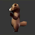 3D Cartoon Bear Character With Brown White Fur Standing Pose And Friendly Expression