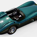 Green Classic Open Top Sports Car With Streamlined Bodywork And Vintage Design