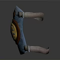 Blue Knee Pad With Brown Leather Yellow Panel And Metal Buckles Design