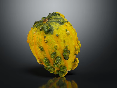 Fresh Yellow Green Bumpy Pumpkin For Healthy Cooking And Nutritious Recipes 3d model