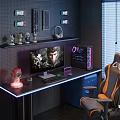 Modern e-sports table and chair computer monitor host 3d model