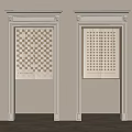 White Decorative Door Frames With Checkerboard And Dot Patterns On Light Background 3d model