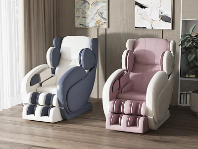 Modern Two Tone Blue White Pink Leather Massage Chairs for Home Living Room 3d model