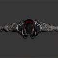 3D Model Character In Red Gray Jacket Standing With Arms Outstretched On White Background