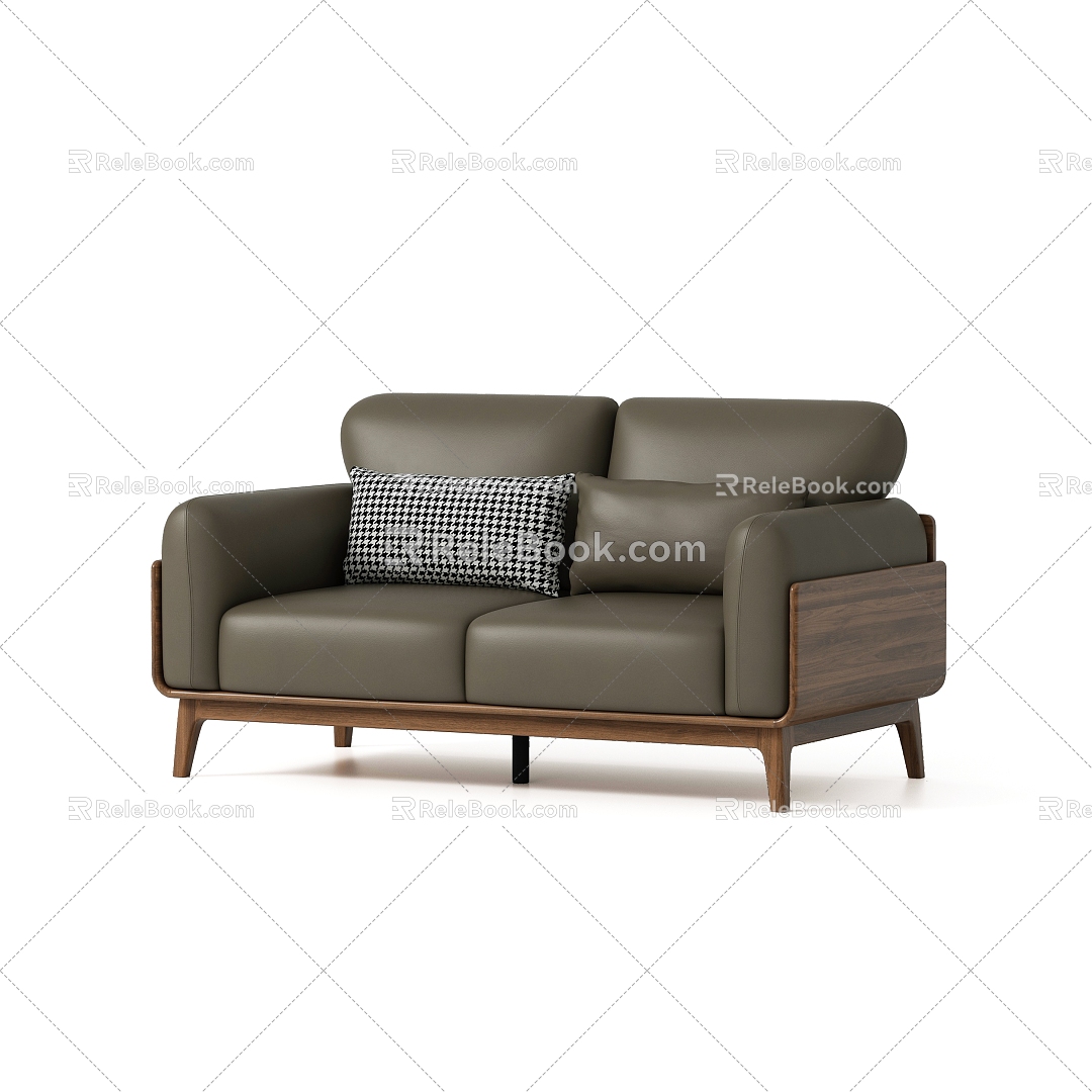 Nordic Living Room Double Sofa 3d model