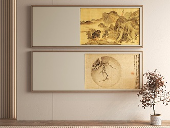 New Chinese Banner Decorative Painting Landscape Hanging Painting 3d model