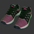 Pink And Black Knit Athletic Shoes With White Sole And Brand Logo Design