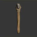 Ancient Stone Weapon Featuring Wooden Handle And Rope Wrapped Stone Head Design
