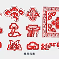 Tibetan Style Red Wall Decor With Traditional Ornate Patterns And Cultural Elements 3d model