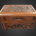 Vintage Wooden Carved Storage Box With Intricate Patterns For Clothing Accessories