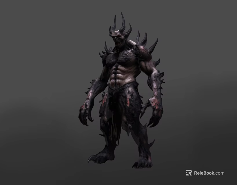 Game and Movie Character With Spike Covered Body Muscular Build And Demonic Design 3d model 