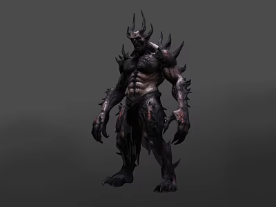 Game and Movie Character With Spike Covered Body Muscular Build And Demonic Design 3d model