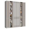 Elegant White Bookcase With Multiple Shelves Holding Books Golden Sculptures And Vases