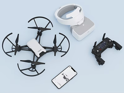 Smart Machines Including Drone Headset Remote Controller And Mobile Phone 3d model