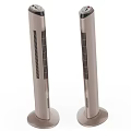 Two Modern Beige Tower Air Cooler Fans With Slim Design And Digital Panel