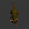 Realistic Ceratopsian Dinosaur Model With Green Orange Skin Spiked Back And Horned Head