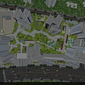 Aerial View Urban Planning Layout With High Rise Buildings Green Spaces And Roads