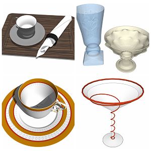 Modern Cup Combination Cup Rope Tea Cup Jewelry 3d model