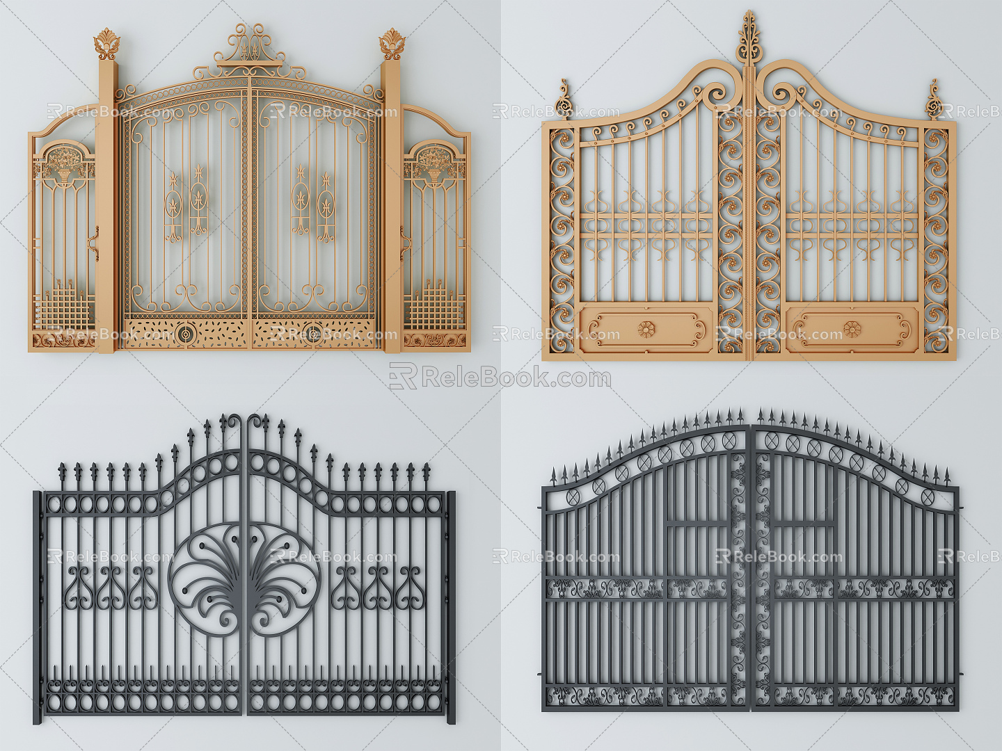 European-style gate, iron gate, iron entrance door, patio door 3d model