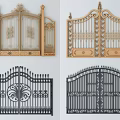 Ornate Wrought Iron Entry Gates With Various Scrollwork Designs And Gold Black Finishes