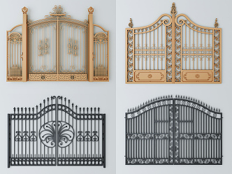 European-style gate, iron gate, iron entrance door, patio door 3d model