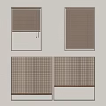 Brown Venetian Blinds on Light Colored Wall with Various Open and Closed Positions