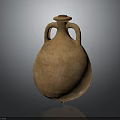 Ancient Terracotta Jar With Two Handles And Rounded Textured Body 3d model
