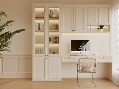 Modern desk and chair bookcase model