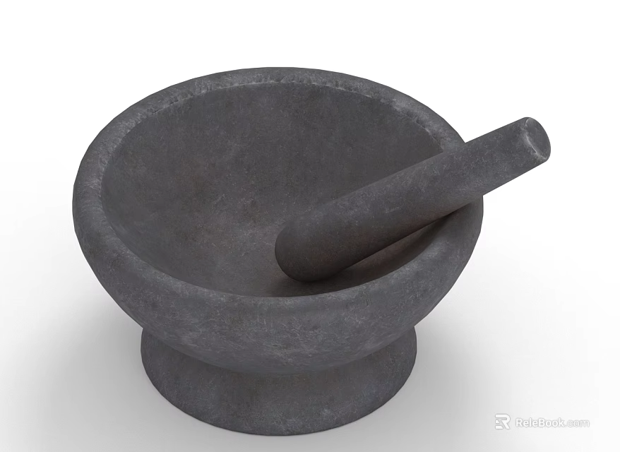Natural Herb Grinding Stone Mortar And Pestle For Kitchen Preparation 3d model 