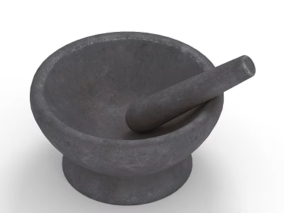 Natural Herb Grinding Stone Mortar And Pestle For Kitchen Preparation 3d model