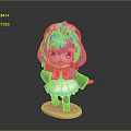 Game and Movie Character Chibi Style With Blue Hair Maid Outfit Holding Envelope Stand Base