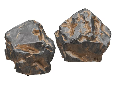 Natural Stone Wood Decorative Pieces With Rough Surface Texture And Organic Patterns 3d model
