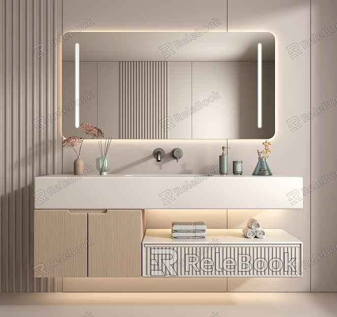 Modern Washstand Cream Bathroom Cabinet Washstand model