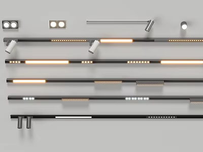 Stylish LED Downlights And Spotlights Showcasing Various Track Mounting Options For Home Interiors 3d model