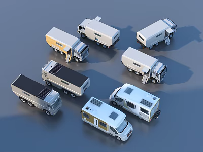Various Modern RV Models With Different Designs And Features On 3d model