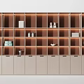 Modern Decorative Cabinet With Layered Shelves And Warm Lighting Displaying Decor Items And Books